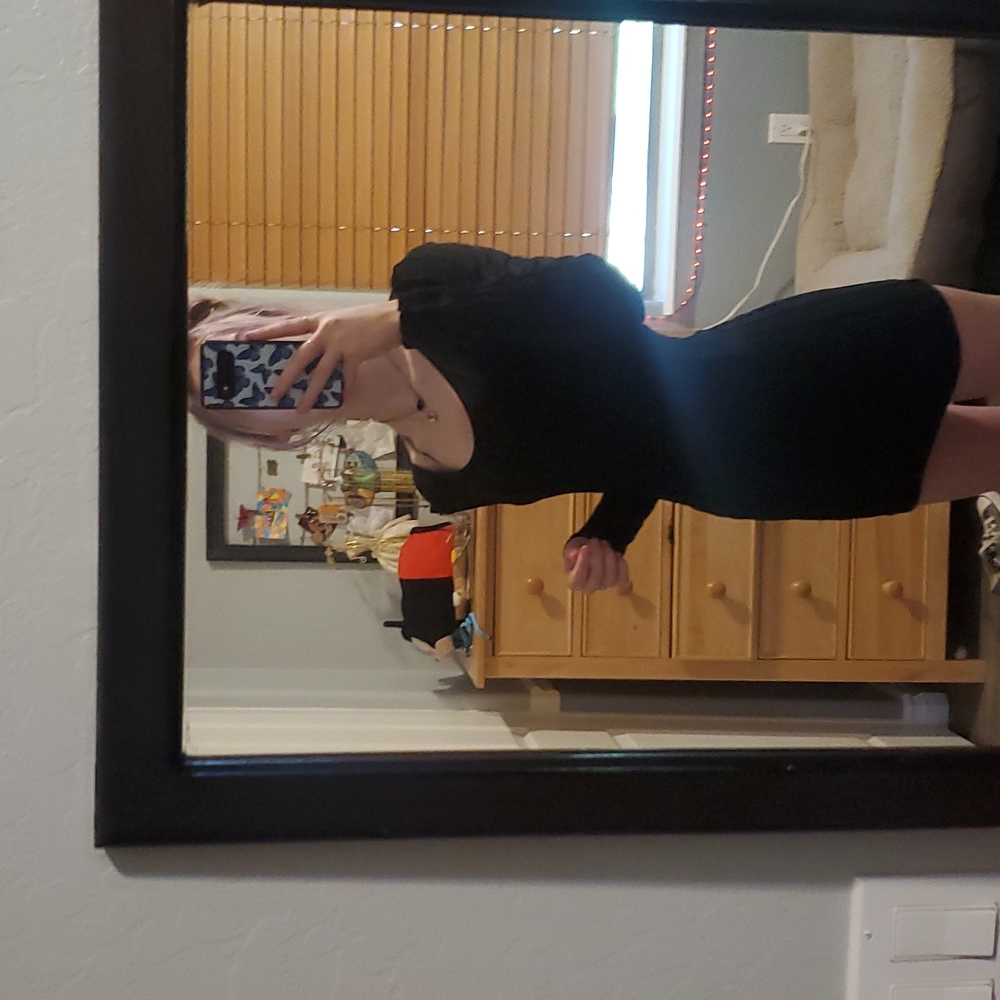 Bella Seamless S/M Black Long-Sleeve Mini Dress- Black- S/M